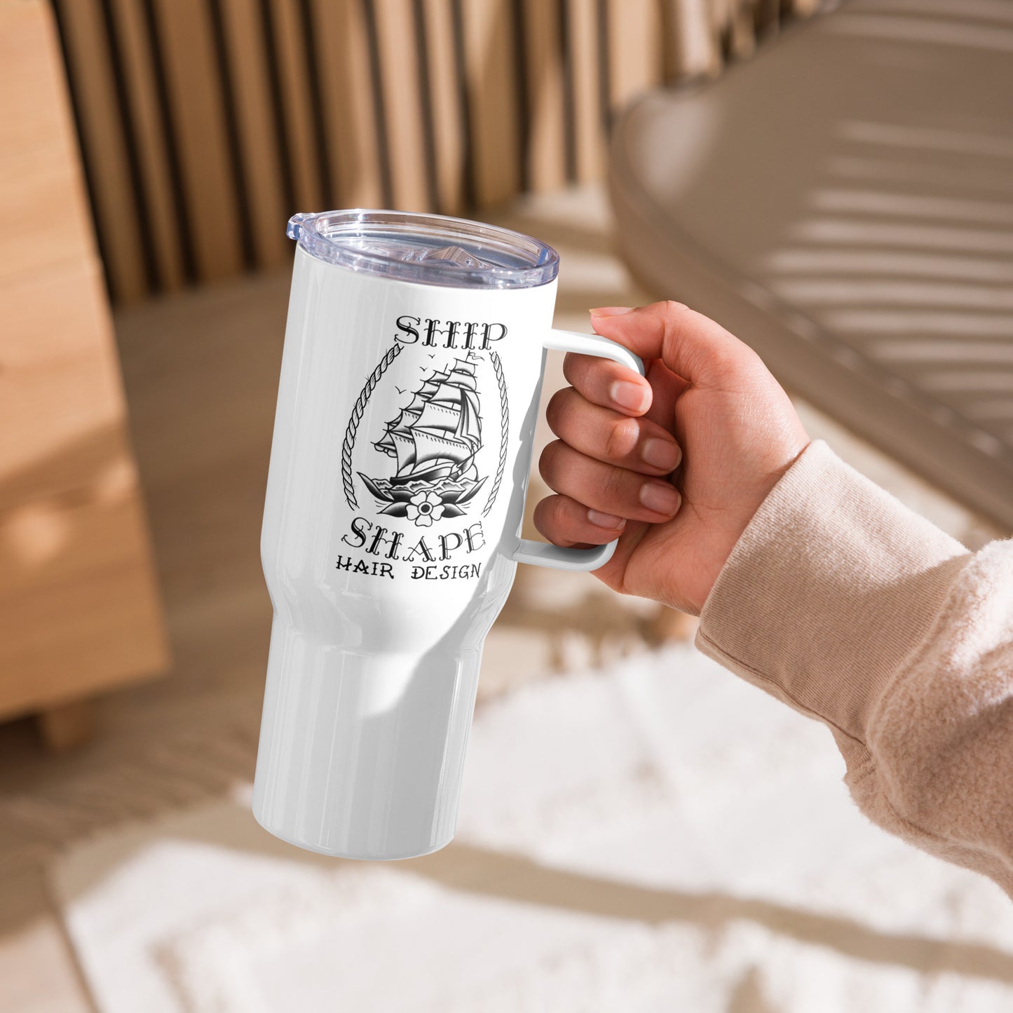 Ship Shape Travel mug with a handle