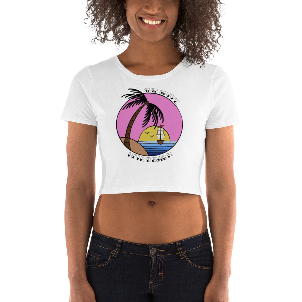 “Sail Away” Ship Shape Women’s Crop Tee