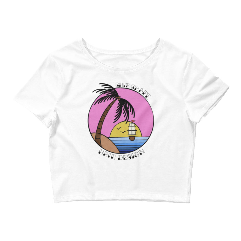 “Sail Away” Ship Shape Women’s Crop Tee